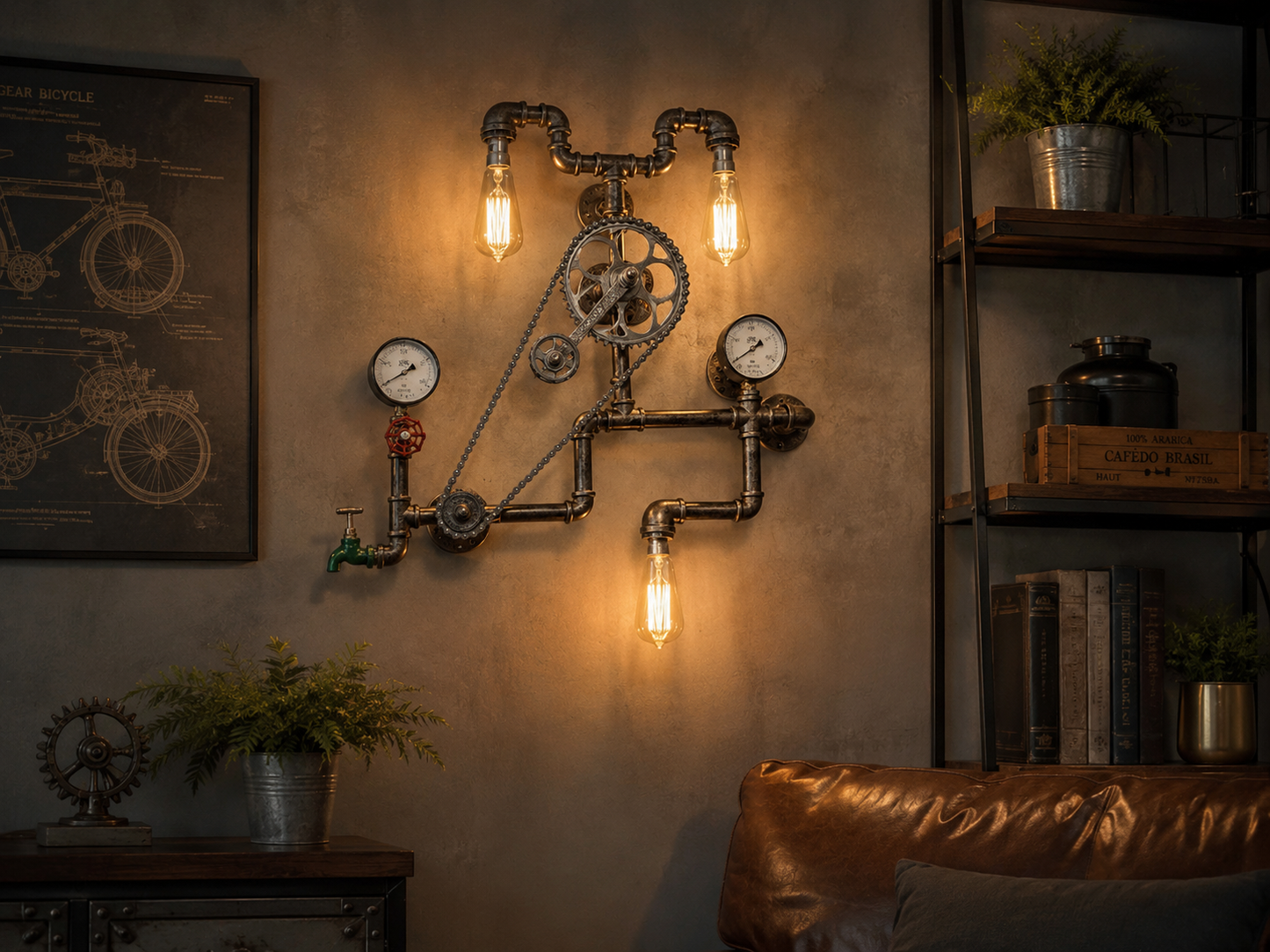 Mechanica – Steampunk Industrial Wandleuchte